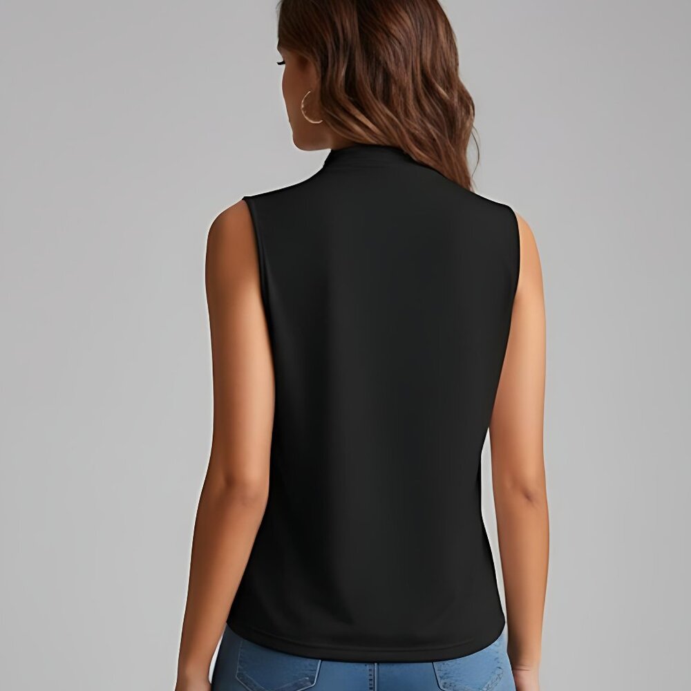 Black Ruched Wrap Tank Top - Picture 3 of 6